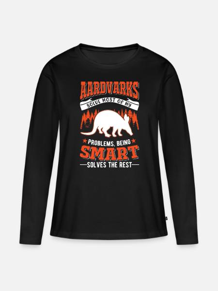 Erdferkel Geschenk Aardvark - Frauen Premium Bio Langarmshirt - Schwarz