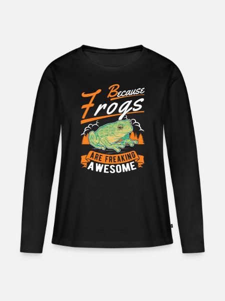 Frosch Geschenk Laubfrosch - Frauen Premium Bio Langarmshirt - Schwarz