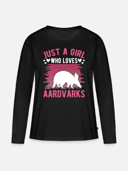Erdferkel Mädchen Aardvark - Frauen Premium Bio Langarmshirt - Schwarz
