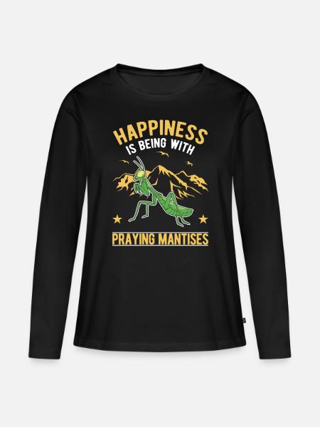 Gottesanbeterin Mantis Fangschrecke - Frauen Premium Bio Langarmshirt - Schwarz