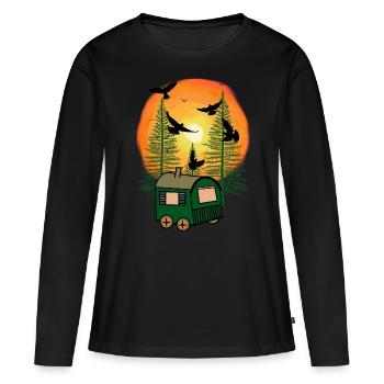 Remorque de construction naturellement différent camp de vie insolite - T-shirt manches longues Premium bio Femme - noir - Devant - Julia (174cm)