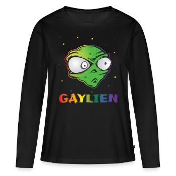 Gender Lesben, Schwule, Trans, Queer Regenbogen - Frauen Premium Bio Langarmshirt - Schwarz - Vorne - Julia (174cm)