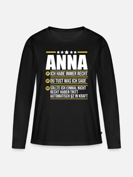 Anna - Frauen Premium Bio Langarmshirt - Schwarz