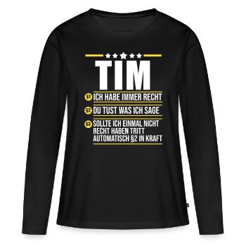 Tim - Frauen Premium Bio Langarmshirt - Schwarz - Vorne - Julia (174cm)