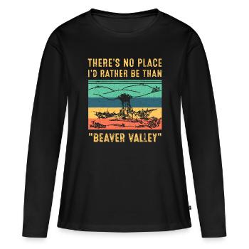 Vintage Il n’y a pas d’endroit où je préfère être que castor - T-shirt manches longues Premium bio Femme - noir - Devant - Julia (174cm)
