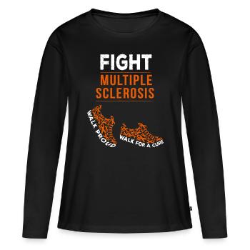 Fight Multiple Sclerosis MS Awareness Warrior Ribb - Women's Premium Organic Long Sleeve Shirt - black - Front - Julia (174cm)