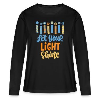 Funny Hanukkah Let Your Light Shine Menorah Adults - Women's Premium Organic Long Sleeve Shirt - black - Front - Julia (174cm)