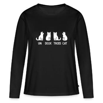 Funny Meow Kitty Un Deux Trois Cat Funny Black Cat - Women's Premium Organic Long Sleeve Shirt - black - Front - Julia (174cm)