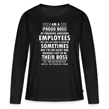 Je suis un fier patron d’employés géniaux Fu - T-shirt manches longues Premium bio Femme - noir - Devant - Julia (174cm)