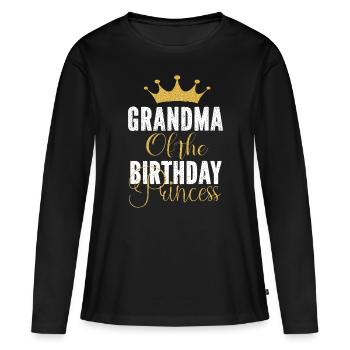 Oma Of The Birthday Princess Girls Partybirthd - Frauen Premium Bio Langarmshirt - Schwarz - Vorne - Julia (174cm)