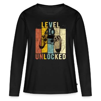 Homme 40e anniversaire Niveau 40 Débloqué Vidéo Gamerle - T-shirt manches longues Premium bio Femme - noir - Devant - Julia (174cm)