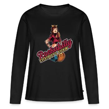 Rockabilly Rocknroll Musique Rock Hardrock - T-shirt manches longues Premium bio Femme - noir - Devant - Julia (174cm)