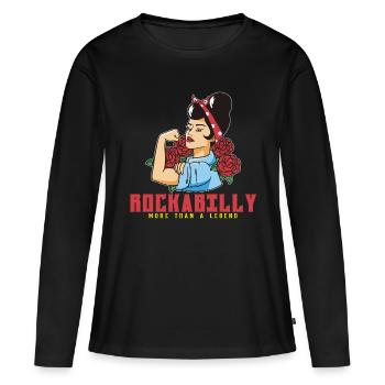 Rockabilly Rocknroll Musique Rock Hardrock - T-shirt manches longues Premium bio Femme - noir - Devant - Julia (174cm)