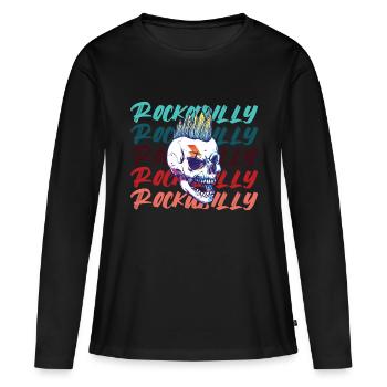 Rockabilly Rocknroll Musique Rock Hardrock - T-shirt manches longues Premium bio Femme - noir - Devant - Julia (174cm)