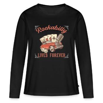 Rockabilly Rocknroll Musique Rock Hardrock - T-shirt manches longues Premium bio Femme - noir - Devant - Julia (174cm)
