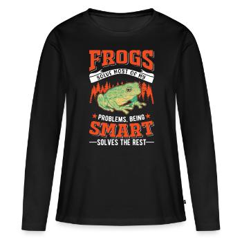 Grenouille cadeau Rainette - T-shirt manches longues Premium bio Femme - noir - Devant - Julia (174cm)