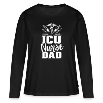 Infirmière en soins intensifs Papa Soins intensifs - T-shirt manches longues Premium bio Femme - noir - Devant - Julia (174cm)