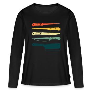 Drôle de couteau de chef pour hommes femmes couteaux de chef vintage - T-shirt manches longues Premium bio Femme - noir - Devant - Julia (174cm)