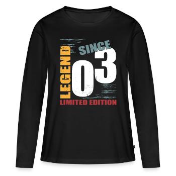 20e anniversaire Né en 2003 Légende depuis 2003 - T-shirt manches longues Premium bio Femme - noir - Devant - Julia (174cm)