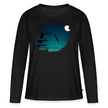 Tremplin Natation Sport Nageur - T-shirt manches longues Premium bio Femme - noir - Devant - Julia (174cm)