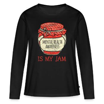 Fun Cute Mental Health Bewustzijn - Vrouwen Premium Bio shirt met lange mouwen - zwart - Voor - Julia (174cm)
