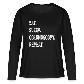 Essen Schlaf Koloskopie Wiederholung Gastroenterologe GI - Frauen Premium Bio Langarmshirt - Schwarz - Vorne - Julia (174cm)