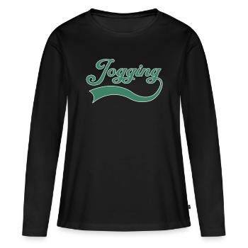 Lettrage de jogging - T-shirt manches longues Premium bio Femme - noir - Devant - Julia (174cm)