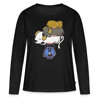 Réveil chiens paresseux sommeil fatigue apathique - T-shirt manches longues Premium bio Femme - noir - Devant - Julia (174cm)