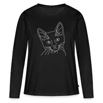 Cat cat face drawn - Women's Premium Organic Long Sleeve Shirt - black - Front - Julia (174cm)