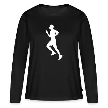 Jogging Silhouette - T-shirt manches longues Premium bio Femme - noir - Devant - Julia (174cm)
