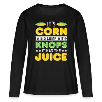 C’est du maïs, un gros morceau avec - T-shirt manches longues Premium bio Femme - noir - Devant - Julia (174cm)