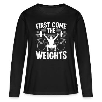 Strongman First Weights Gym Fitness Bodybuilding - Women's Premium Organic Long Sleeve Shirt - black - Front - Julia (174cm)