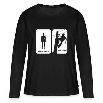 Your Man My Man Lineman Idee | Elektrokabel-Idee - Frauen Premium Bio Langarmshirt - Schwarz - Vorne - Julia (174cm)