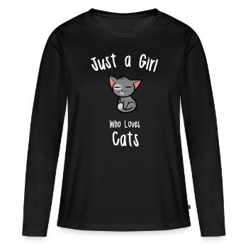 Idée de chat pour les filles - T-shirt manches longues Premium bio Femme - noir - Devant - Julia (174cm)