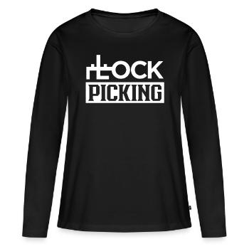 Crochetage de serrure Crochetage de serrure Cracker Crack - T-shirt manches longues Premium bio Femme - noir - Devant - Julia (174cm)