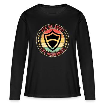 Agent d’assurance Vendeur d’assurance - T-shirt manches longues Premium bio Femme - noir - Devant - Julia (174cm)