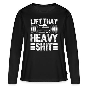 Strongman Lift Heavy Shit Gym Fitness Bodybuilding - Frauen Premium Bio Langarmshirt - Schwarz - Vorne - Julia (174cm)