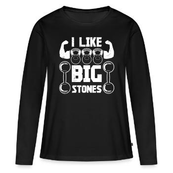 Strongman Like Big Stones Gym Fitness Bodybuilding - Women's Premium Organic Long Sleeve Shirt - black - Front - Julia (174cm)