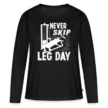 Strongman Never Skip Leg Day Fitness Bodybuilding - Frauen Premium Bio Langarmshirt - Schwarz - Vorne - Julia (174cm)