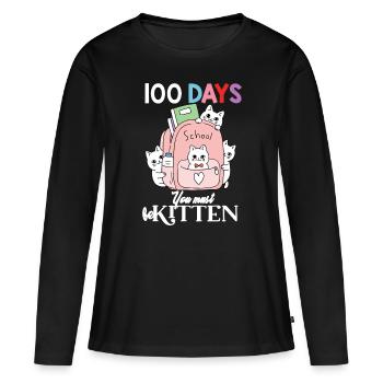 Süße Katzen in Backbag 100 Tage Du musst Kätzchen sein 1 - Frauen Premium Bio Langarmshirt - Schwarz - Vorne - Julia (174cm)