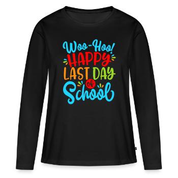Woo Hoo Joyeux dernier jour de l’école Fun Teacher Stude - T-shirt manches longues Premium bio Femme - noir - Devant - Julia (174cm)