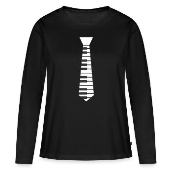 Piano Necktie Piano Player Pianist Classical Music - Women's Premium Organic Long Sleeve Shirt - black - Front - Julia (174cm)