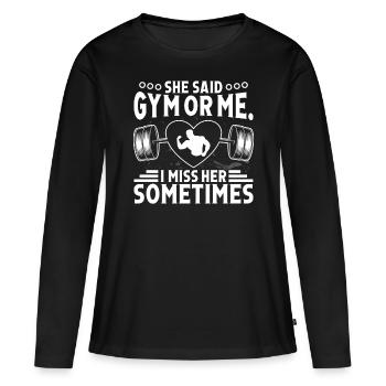 Strongman Gym Or Me Gym Fitness Bodybuilding - Women's Premium Organic Long Sleeve Shirt - black - Front - Julia (174cm)