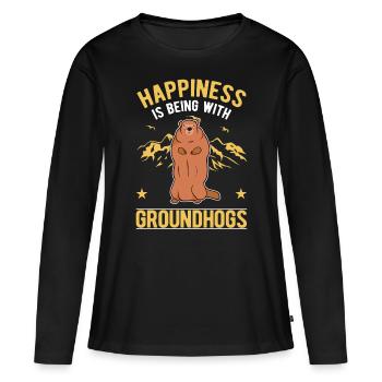 Groundhog Happiness Groundhog Day Forest Marmot - Women's Premium Organic Long Sleeve Shirt - black - Front - Julia (174cm)