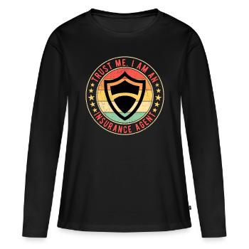 Vendeur d’assurance Agent d’assurance - T-shirt manches longues Premium bio Femme - noir - Devant - Julia (174cm)
