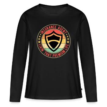 Vendeur d’assurance Agent d’assurance - T-shirt manches longues Premium bio Femme - noir - Devant - Julia (174cm)