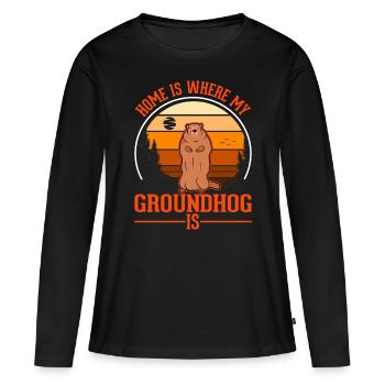 Groundhog Home Groundhog Day Marmot - Women's Premium Organic Long Sleeve Shirt - black - Front - Julia (174cm)