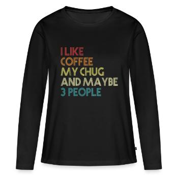 Chug Lover Cadeau Dog Owner Coffee Lover Funny Vinta - T-shirt manches longues Premium bio Femme - noir - Devant - Julia (174cm)