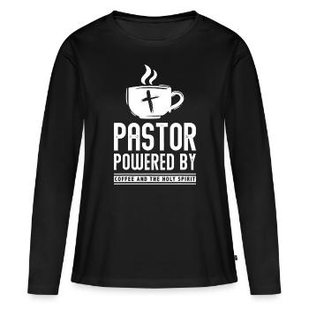Pastor Powered Kaffee und der Heilige Geist Funny Pa - Frauen Premium Bio Langarmshirt - Schwarz - Vorne - Julia (174cm)