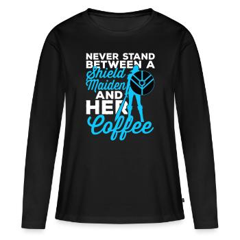 Lustige Wikinger Schild Jungfrau Kaffee Liebhabercandinaveo - Frauen Premium Bio Langarmshirt - Schwarz - Vorne - Julia (174cm)